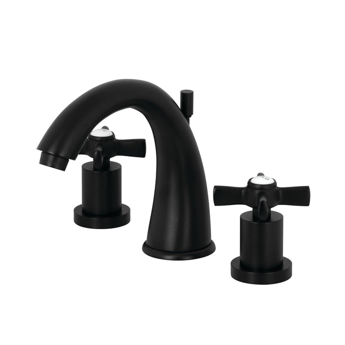 Millennium KS2960ZX Two-Handle 3-Hole Deck Mount Widespread Bathroom Faucet with Brass Pop-Up, Matte Black