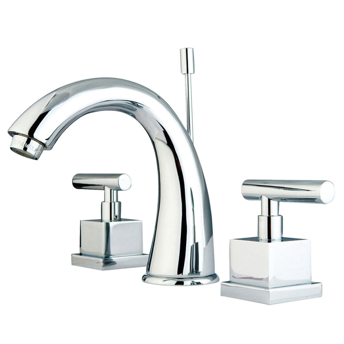 Claremont KS2961CQL Two-Handle 3-Hole Deck Mount Widespread Bathroom Faucet with Brass Pop-Up, Polished Chrome