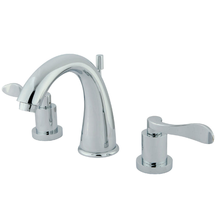 NuWave KS2961DFL Two-Handle 3-Hole Deck Mount Widespread Bathroom Faucet with Brass Pop-Up, Polished Chrome
