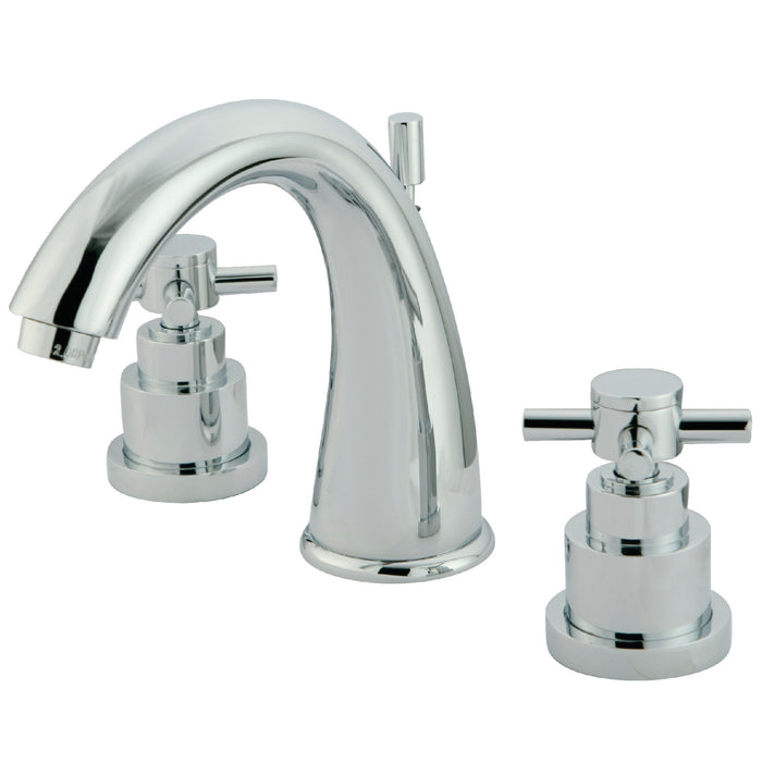 Kingston Tulare KS2961EX - Elinvar Two-Handle 3-Hole Deck Mount Widespread Bathroom Faucet with Brass Pop-Up, Polished Chrome