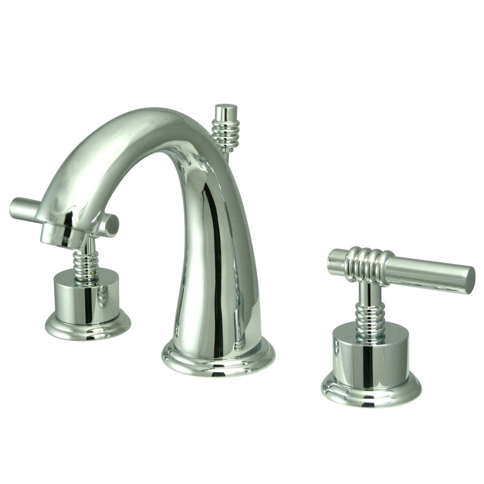 Milano KS2961ML Two-Handle 3-Hole Deck Mount Widespread Bathroom Faucet with Brass Pop-Up, Polished Chrome