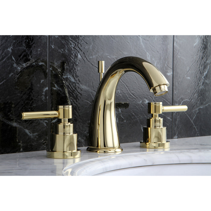 Elinvar KS2962EL Two-Handle 3-Hole Deck Mount Widespread Bathroom Faucet with Brass Pop-Up, Polished Brass