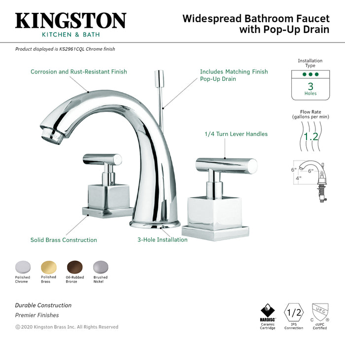 Claremont KS2965CQL Two-Handle 3-Hole Deck Mount Widespread Bathroom Faucet with Brass Pop-Up, Oil Rubbed Bronze