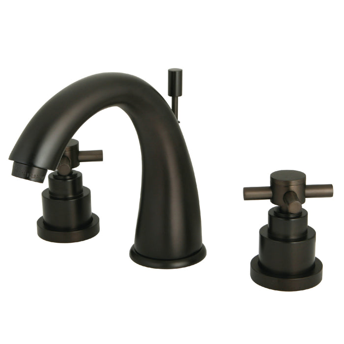 Elinvar KS2965EX Two-Handle 3-Hole Deck Mount Widespread Bathroom Faucet with Brass Pop-Up, Oil Rubbed Bronze
