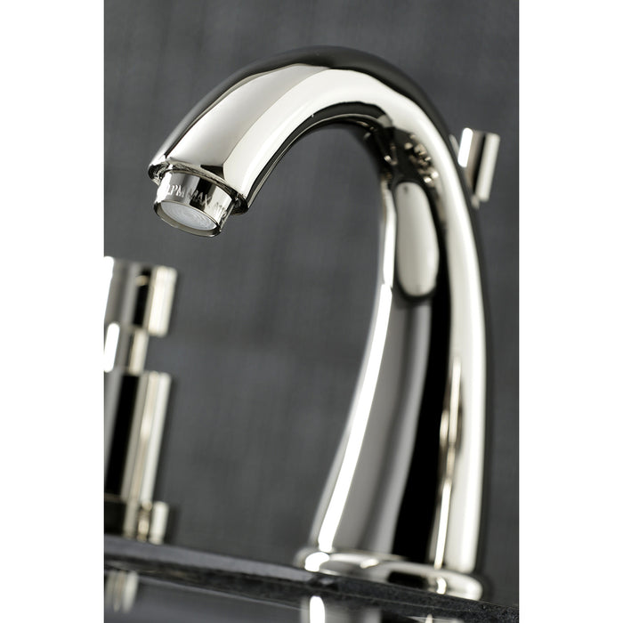 Concord KS2966DL Two-Handle 3-Hole Deck Mount Widespread Bathroom Faucet with Brass Pop-Up, Polished Nickel