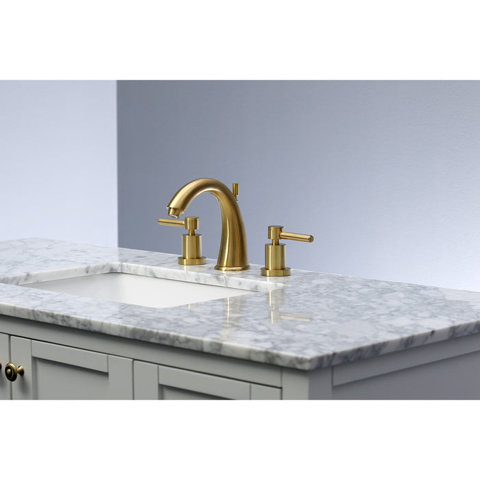Concord KS2967DL Two-Handle 3-Hole Deck Mount Widespread Bathroom Faucet with Brass Pop-Up, Brushed Brass