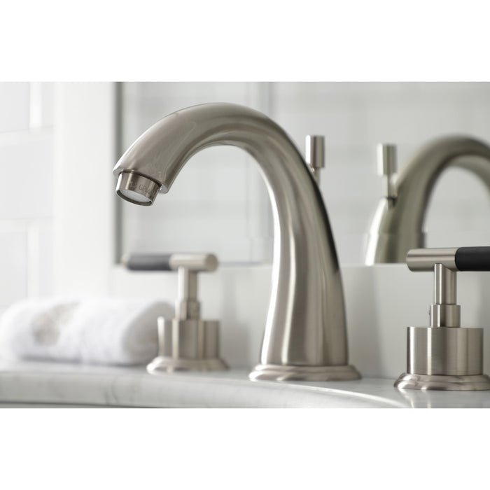 Kaiser KS2968CKL Two-Handle Deck Mount Widespread Bathroom Faucet with Brass Pop-Up, Brushed Nickel