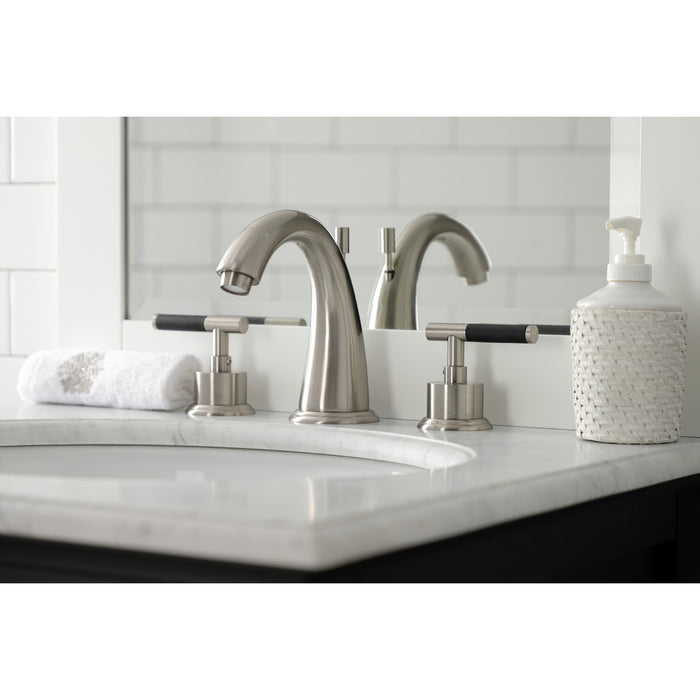 Kaiser KS2968CKL Two-Handle Deck Mount Widespread Bathroom Faucet with Brass Pop-Up, Brushed Nickel