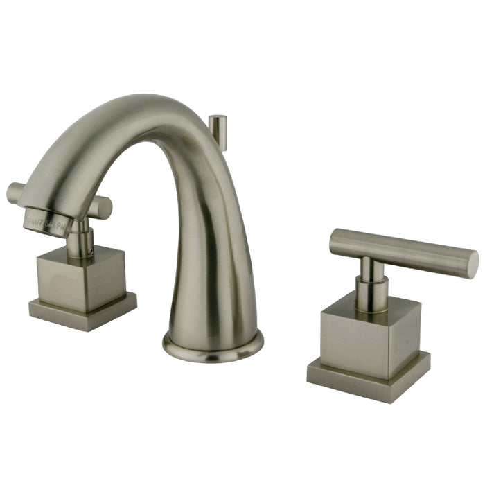 Claremont KS2968CQL Two-Handle 3-Hole Deck Mount Widespread Bathroom Faucet with Brass Pop-Up, Brushed Nickel