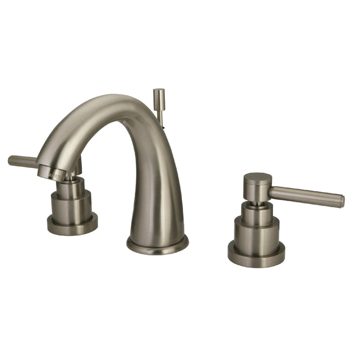 Elinvar KS2968EL Two-Handle 3-Hole Deck Mount Widespread Bathroom Faucet with Brass Pop-Up, Brushed Nickel