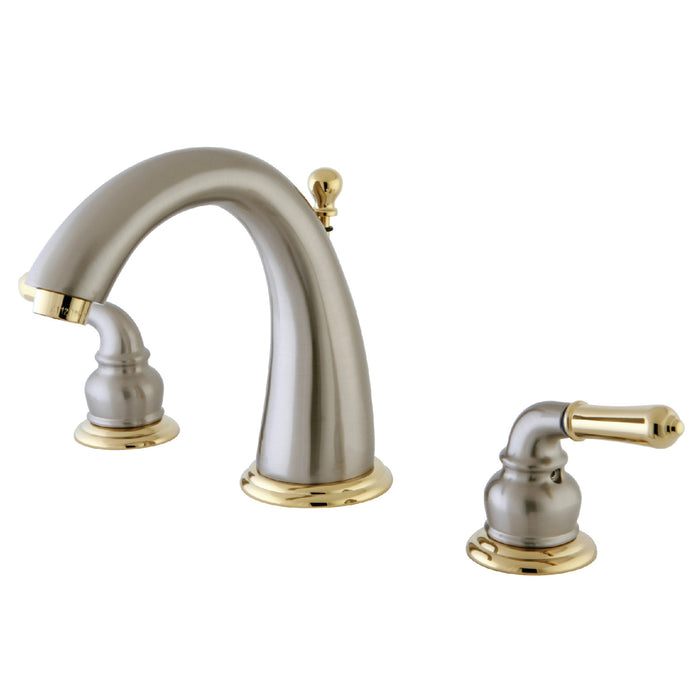 Naples KS2969 Two-Handle 3-Hole Deck Mount Widespread Bathroom Faucet with Brass Pop-Up, Brushed Nickel/Polished Brass