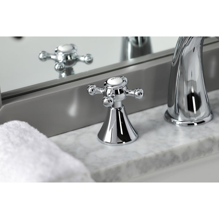 English Country KS2971BX Two-Handle 3-Hole Deck Mount Widespread Bathroom Faucet with Brass Pop-Up, Polished Chrome