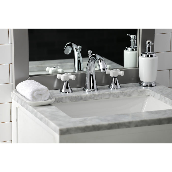 Naples KS2971PX Two-Handle 3-Hole Deck Mount Widespread Bathroom Faucet with Brass Pop-Up, Polished Chrome