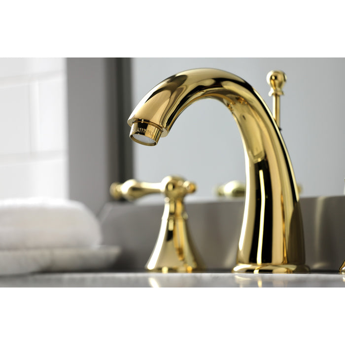 Naples KS2972NL Two-Handle 3-Hole Deck Mount Widespread Bathroom Faucet with Brass Pop-Up, Polished Brass