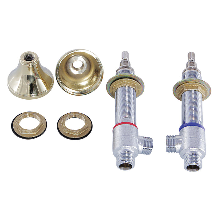 Kingston KS2972V Hot And Cold Valve Included Handle Base Install Nut Washer (1 Pair), Polished Brass