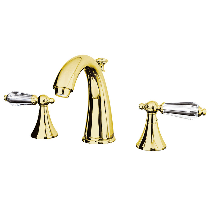 Wilshire KS2972WLL Two-Handle 3-Hole Deck Mount Widespread Bathroom Faucet with Brass Pop-Up, Polished Brass