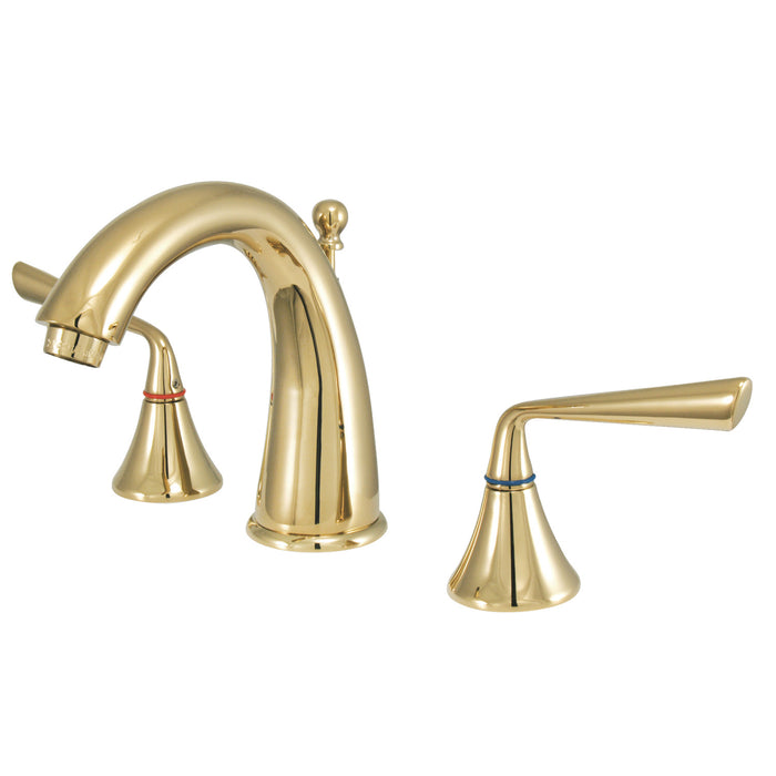 Silver Sage KS2972ZL Two-Handle 3-Hole Deck Mount Widespread Bathroom Faucet with Brass Pop-Up, Polished Brass