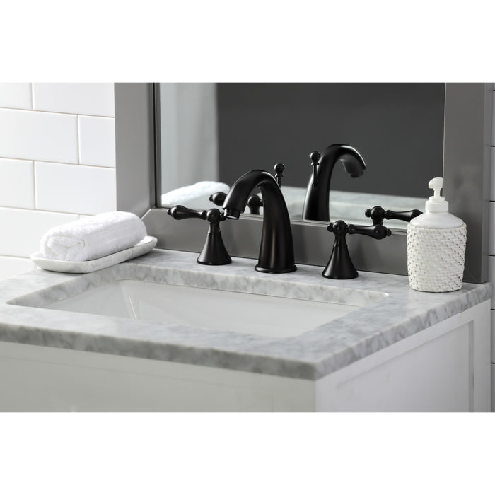 Naples KS2975AL Two-Handle 3-Hole Deck Mount Widespread Bathroom Faucet with Brass Pop-Up, Oil Rubbed Bronze