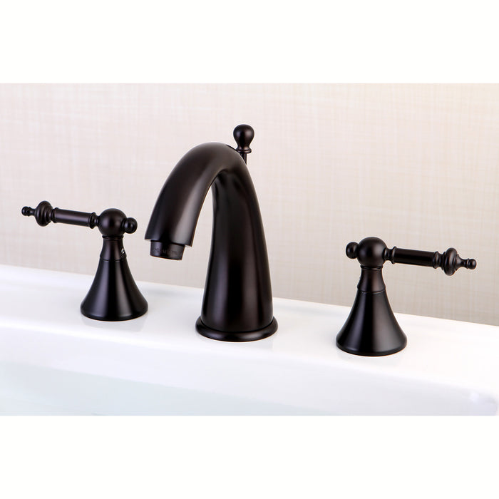 Templeton KS2975TL Two-Handle 3-Hole Deck Mount Widespread Bathroom Faucet with Brass Pop-Up, Oil Rubbed Bronze