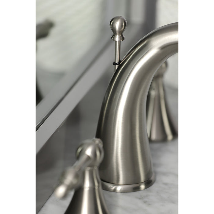 Naples KS2978NL Two-Handle 3-Hole Deck Mount Widespread Bathroom Faucet with Brass Pop-Up, Brushed Nickel