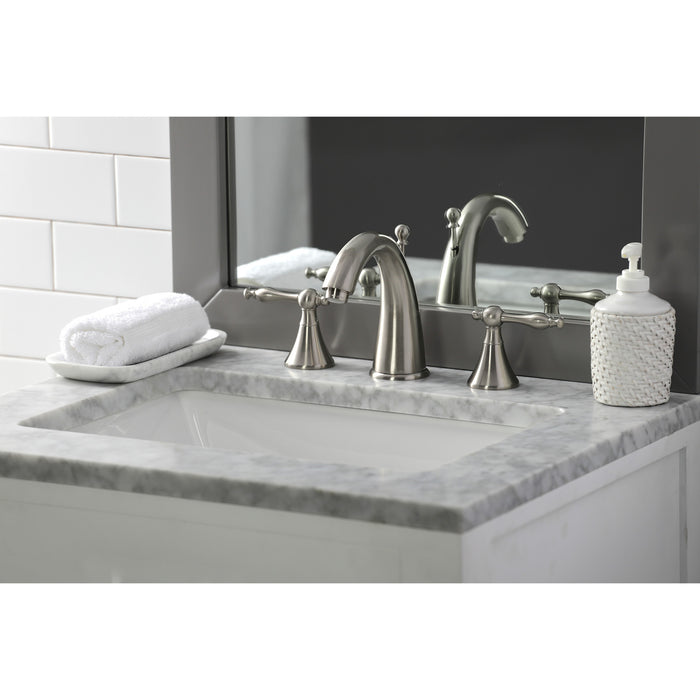 Naples KS2978NL Two-Handle 3-Hole Deck Mount Widespread Bathroom Faucet with Brass Pop-Up, Brushed Nickel