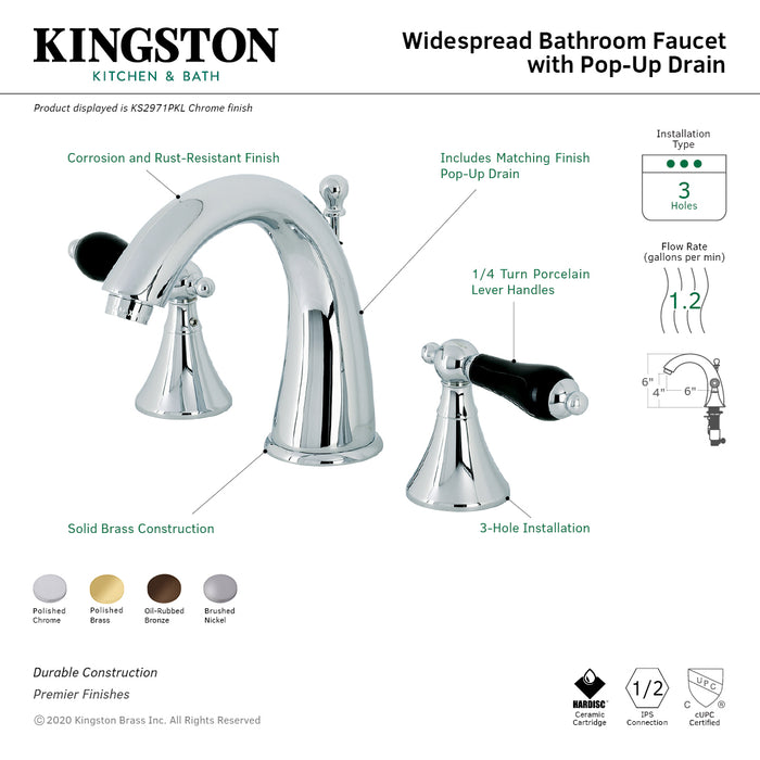 Duchess KS2978PKL Two-Handle Deck Mount Widespread Bathroom Faucet with Brass Pop-Up, Brushed Nickel