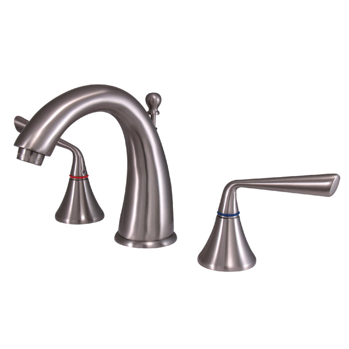 Silver Sage KS2978ZL Two-Handle 3-Hole Deck Mount Widespread Bathroom Faucet with Brass Pop-Up, Brushed Nickel