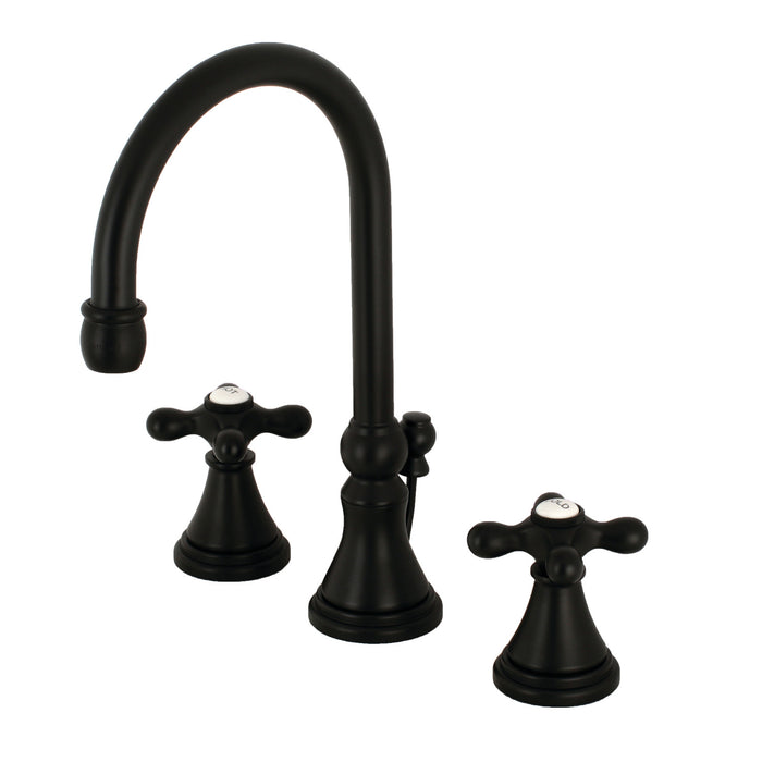 Governor KS2980AX Two-Handle 3-Hole Deck Mount Widespread Bathroom Faucet with Brass Pop-Up, Matte Black