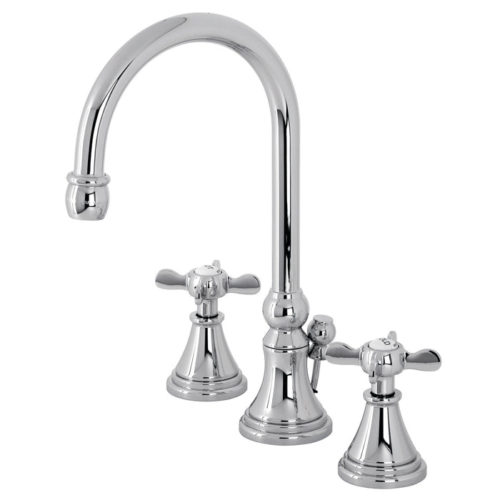 Essex KS2981BEX Two-Handle 3-Hole Deck Mount Widespread Bathroom Faucet with Brass Pop-Up, Polished Chrome