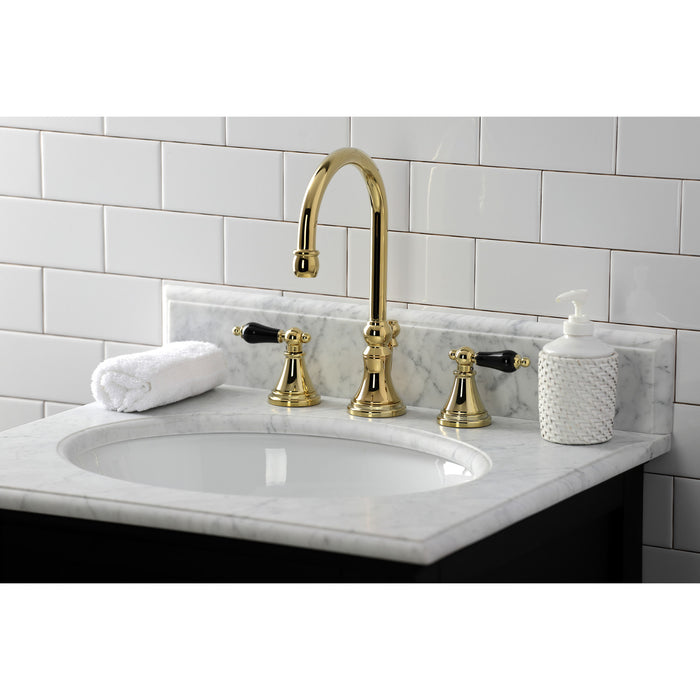 Duchess KS2982PKL Two-Handle 3-Hole Deck Mount Widespread Bathroom Faucet with Brass Pop-Up, Polished Brass