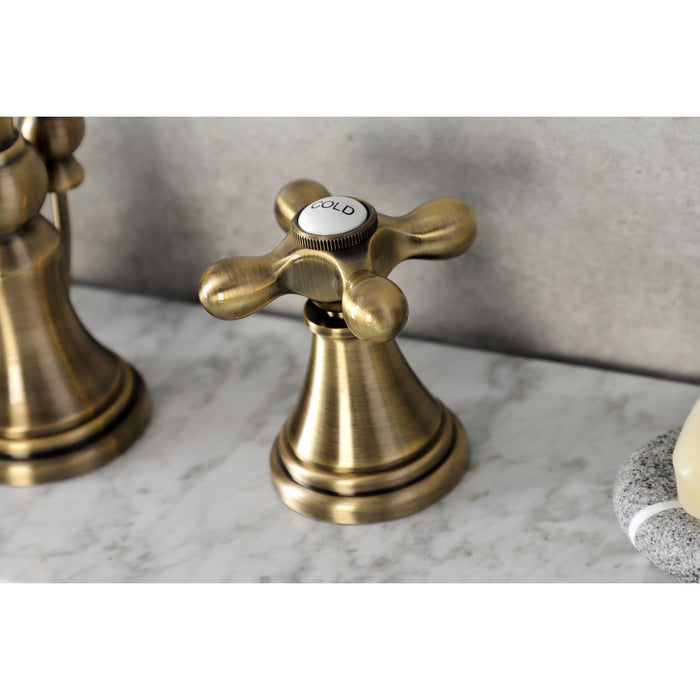 Governor KS2983AX Two-Handle 3-Hole Deck Mount Widespread Bathroom Faucet with Brass Pop-Up, Antique Brass