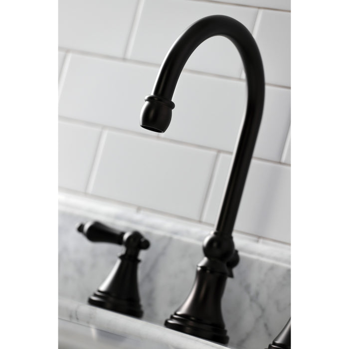 Governor KS2985AL Two-Handle 3-Hole Deck Mount Widespread Bathroom Faucet with Brass Pop-Up, Oil Rubbed Bronze