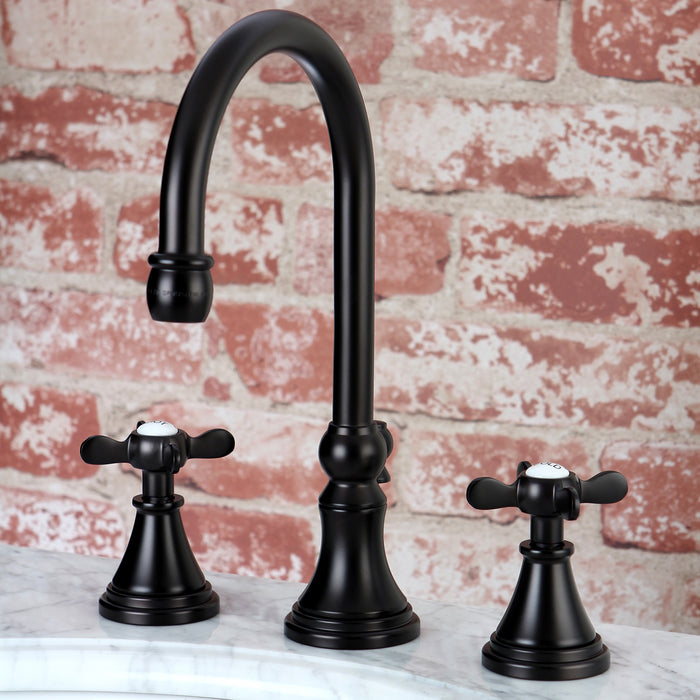 Essex KS2985BEX Two-Handle 3-Hole Deck Mount Widespread Bathroom Faucet with Brass Pop-Up, Oil Rubbed Bronze
