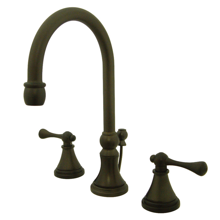 Governor KS2985BL Two-Handle 3-Hole Deck Mount Widespread Bathroom Faucet with Brass Pop-Up, Oil Rubbed Bronze