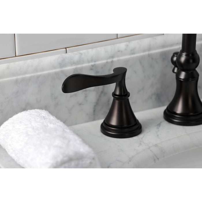 Century KS2985CFL Two-Handle 3-Hole Deck Mount Widespread Bathroom Faucet with Brass Pop-Up, Oil Rubbed Bronze