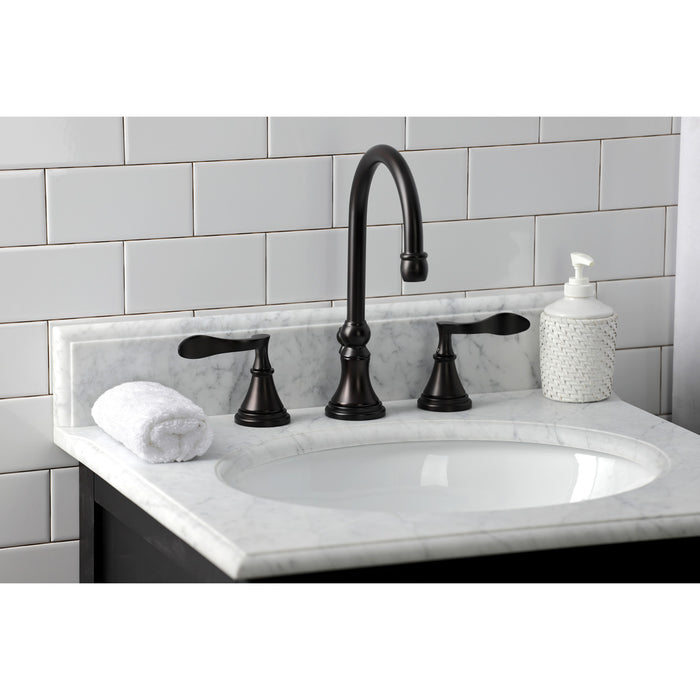 Century KS2985CFL Two-Handle 3-Hole Deck Mount Widespread Bathroom Faucet with Brass Pop-Up, Oil Rubbed Bronze