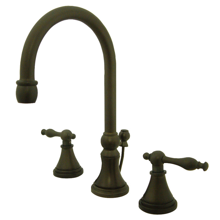 Governor KS2985NL Two-Handle 3-Hole Deck Mount Widespread Bathroom Faucet with Brass Pop-Up, Oil Rubbed Bronze