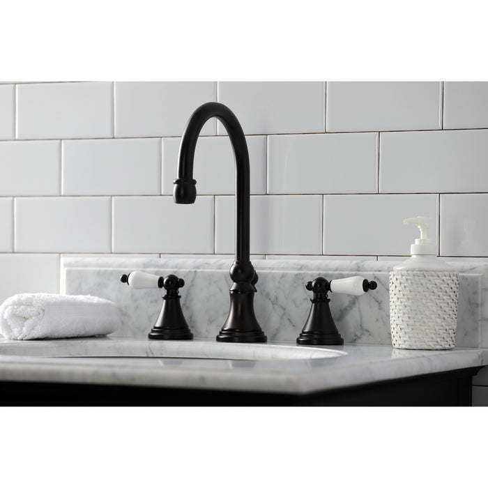 Governor KS2985PL Two-Handle 3-Hole Deck Mount Widespread Bathroom Faucet with Brass Pop-Up, Oil Rubbed Bronze