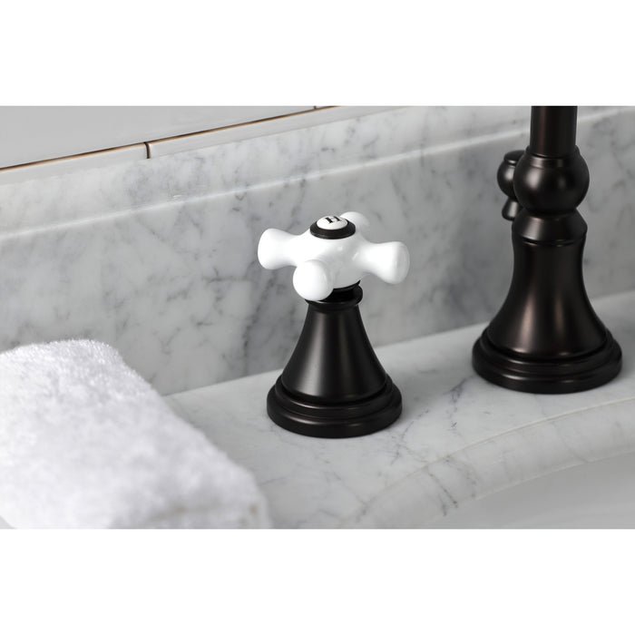 Governor KS2985PX Two-Handle 3-Hole Deck Mount Widespread Bathroom Faucet with Brass Pop-Up, Oil Rubbed Bronze