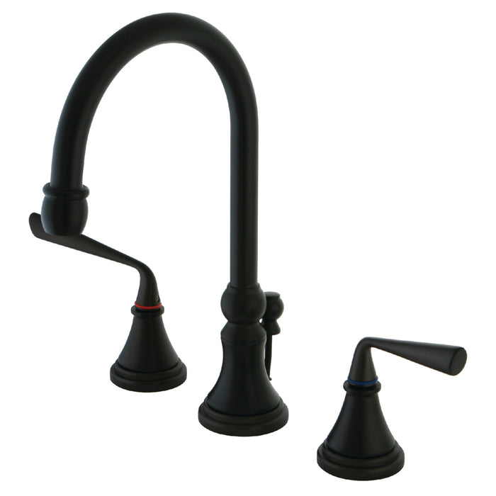 Silver Sage KS2985ZL Two-Handle 3-Hole Deck Mount Widespread Bathroom Faucet with Brass Pop-Up, Oil Rubbed Bronze