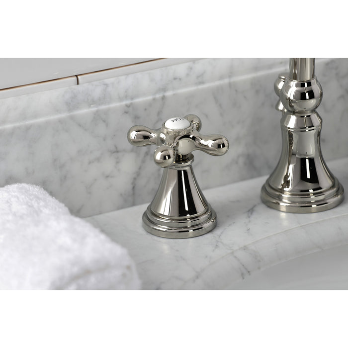 Governor KS2986AX Two-Handle 3-Hole Deck Mount Widespread Bathroom Faucet with Brass Pop-Up, Polished Nickel