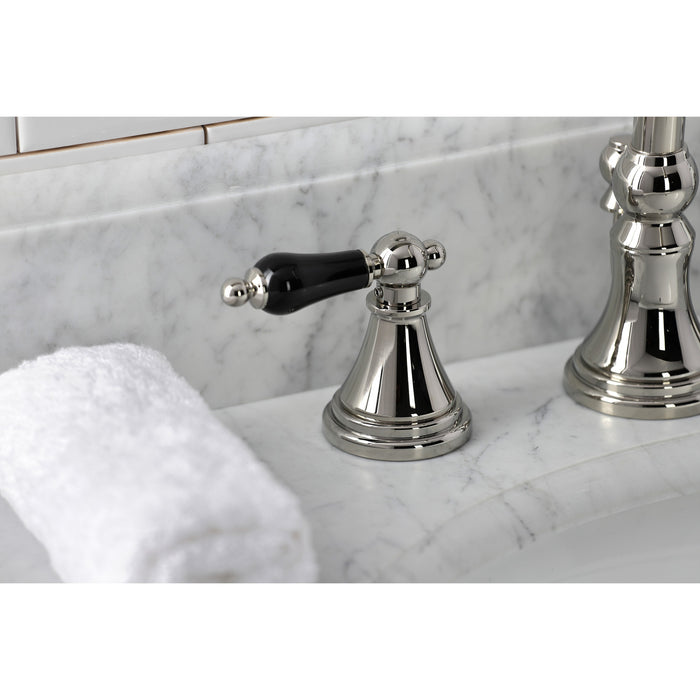 Duchess KS2986PKL Two-Handle 3-Hole Deck Mount Widespread Bathroom Faucet with Brass Pop-Up, Polished Nickel