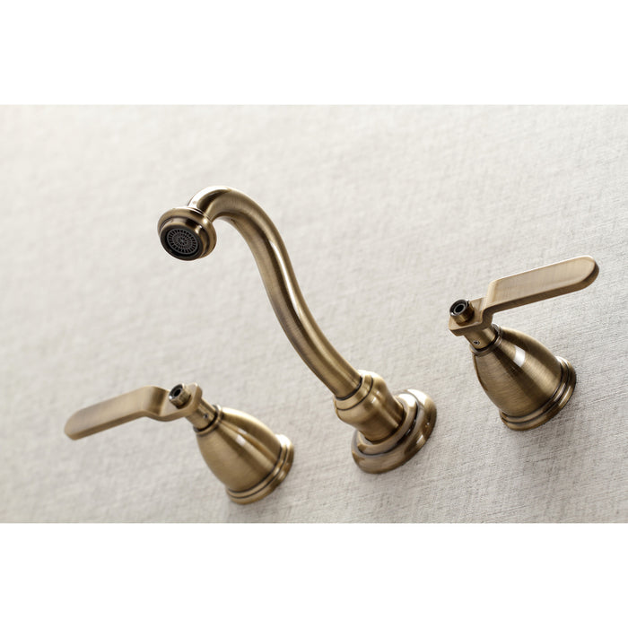Kingston Tulare KS3023KL - Whitaker Two-Handle 3-Hole Wall Mount Roman Tub Faucet, Antique Brass