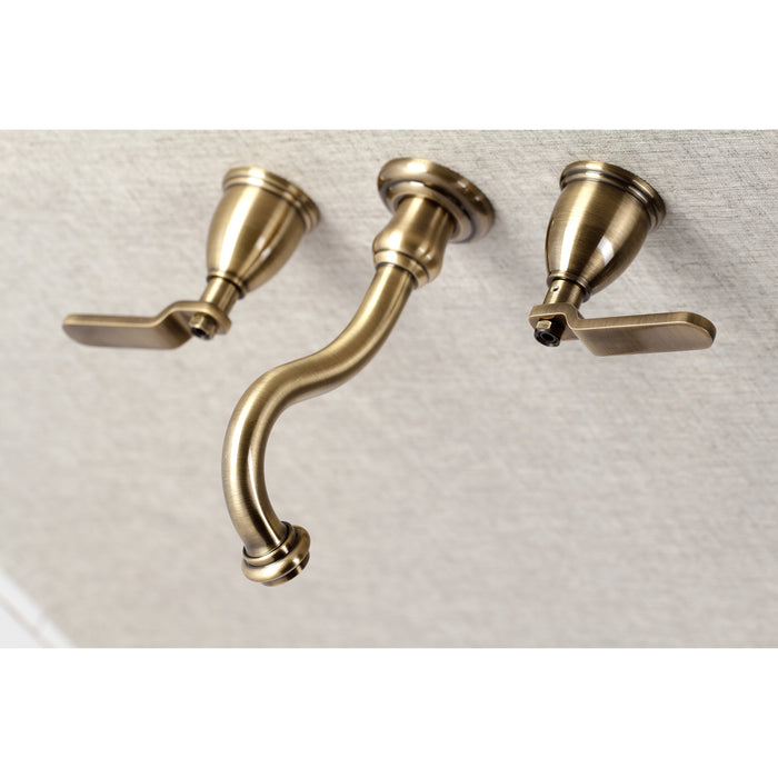 Kingston Tulare KS3023KL - Whitaker Two-Handle 3-Hole Wall Mount Roman Tub Faucet, Antique Brass