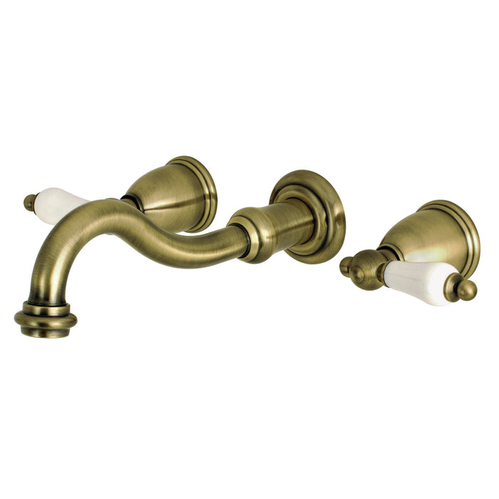 Restoration KS3023PL Two-Handle 3-Hole Wall Mount Roman Tub Faucet, Antique Brass