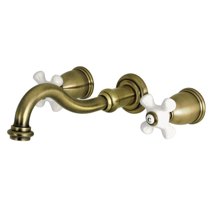 Restoration KS3023PX Two-Handle 3-Hole Wall Mount Roman Tub Faucet, Antique Brass
