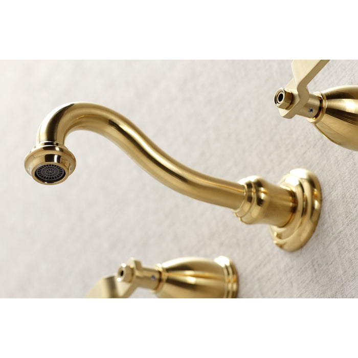 Kingston Tulare KS3027KL - Whitaker Two-Handle 3-Hole Wall Mount Roman Tub Faucet, Brushed Brass