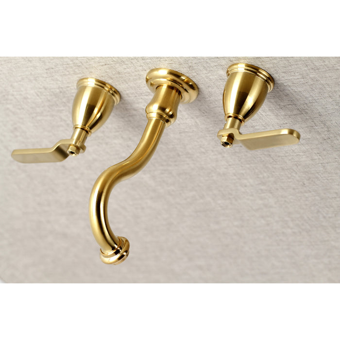 Kingston Tulare KS3027KL - Whitaker Two-Handle 3-Hole Wall Mount Roman Tub Faucet, Brushed Brass
