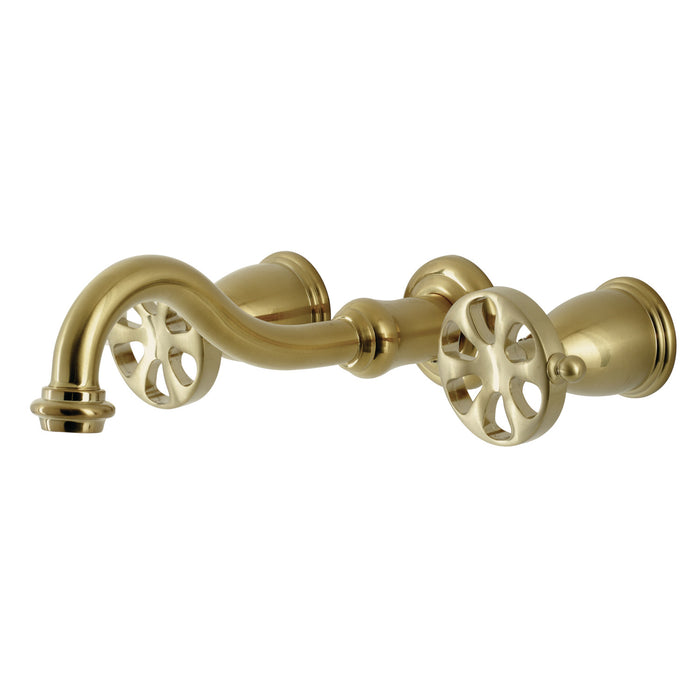 Kingston Tulare KS3027RX - Belknap Two-Handle 3-Hole Wall Mount Roman Tub Faucet, Brushed Brass