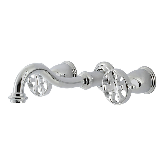Kingston Tulare KS3121RX - Belknap Double-Handle 3-Hole Wall Mount Bathroom Faucet, Polished Chrome